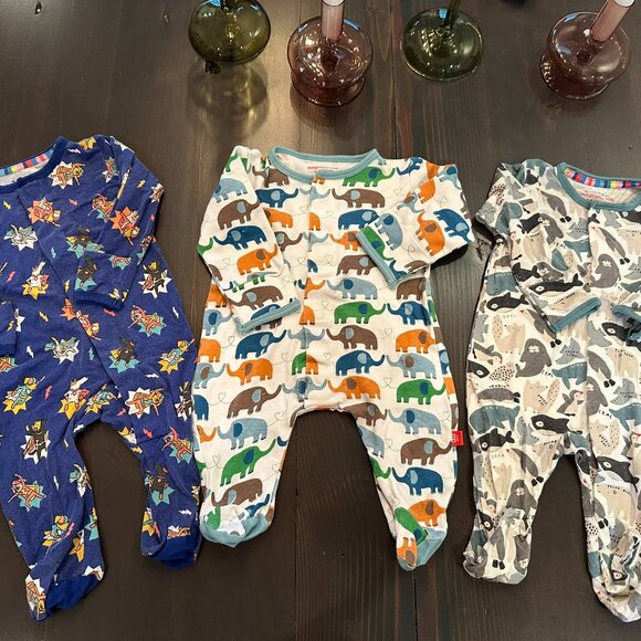 Magnetic Me Footie PJ's – Dogs, Elephants & Seals!Bundle of 3 (Size 0-3 Month)